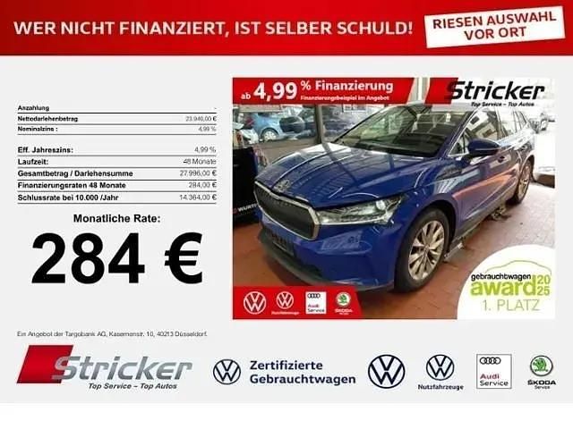 Blau (energyblau) Gebraucht 2021 Skoda Enyaq iV SUV | 23.940 € (Guter Preis) - Bild 1/3
