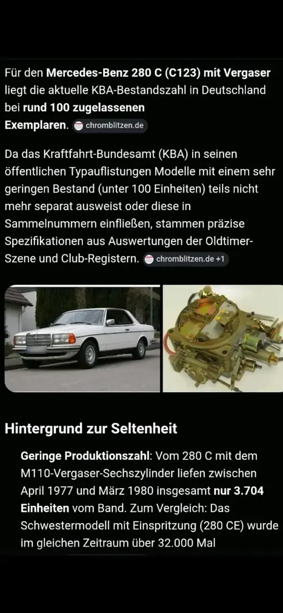 Gebraucht Mercedes C280 156 PS (114 kW) 1978 Silber Coupé
