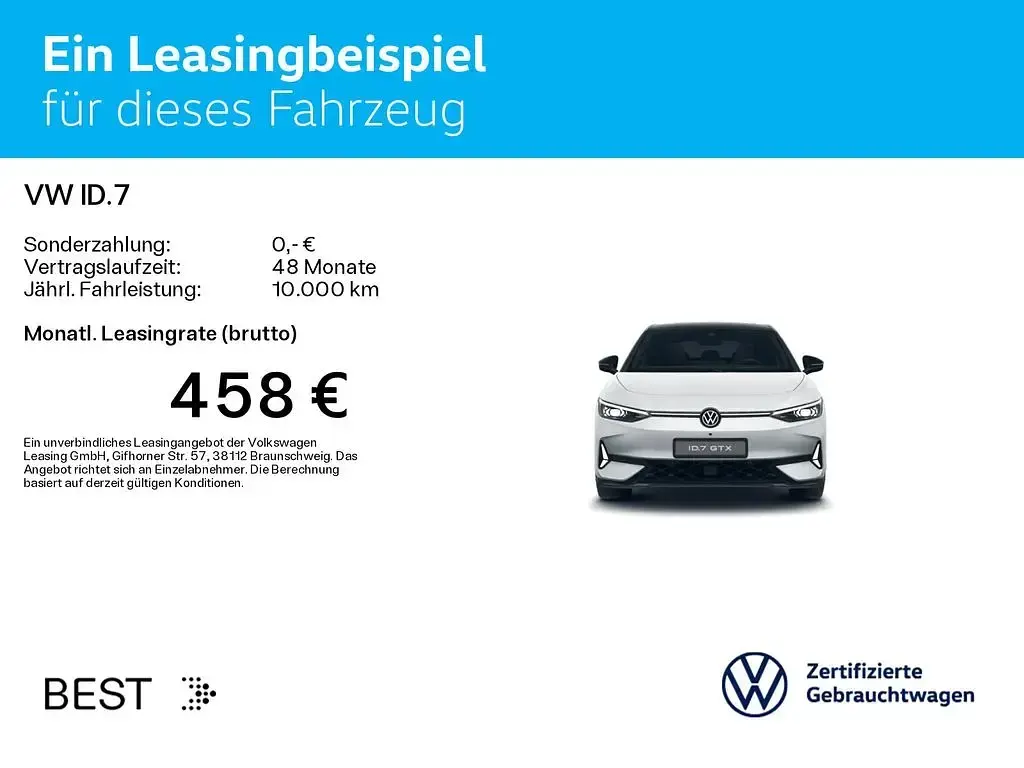Gebraucht VW ID.7 GTX 250 kW (340 PS) 2025 Gletscherweiß metallic/schwarz Kombi