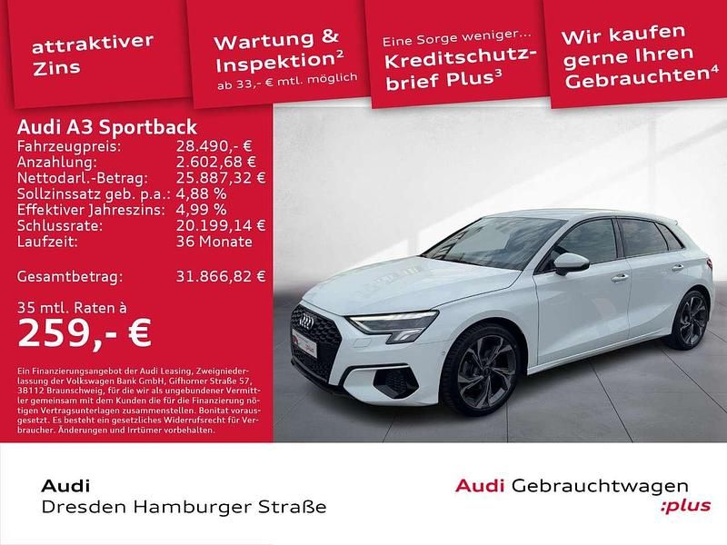 Ibisweiß Gebraucht 2024 Audi A3 Advanced Plus Limousine | 28.490 € (Superpreis) - Bild 1/3