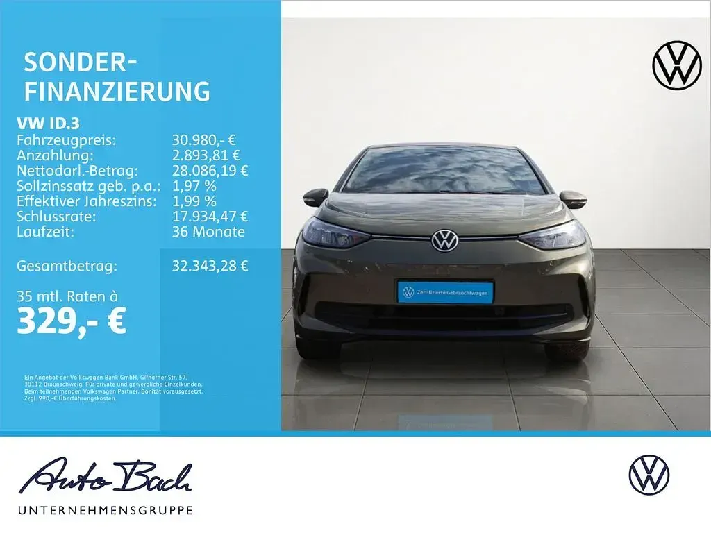 Gebraucht VW ID.3 Pro 150 kW (204 PS) 2024 Dark olivine green metallic/schwarz Kleinwagen