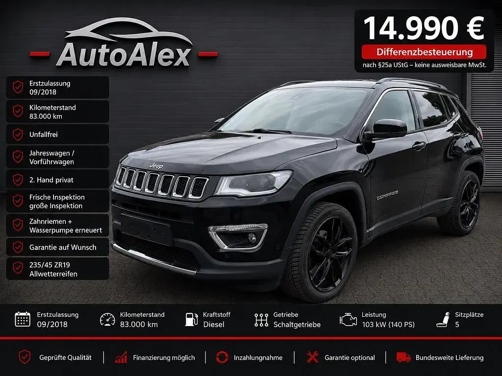 Occasion Jeep Compass Limited 140 ch (102 kW) 2018 Noir SUV