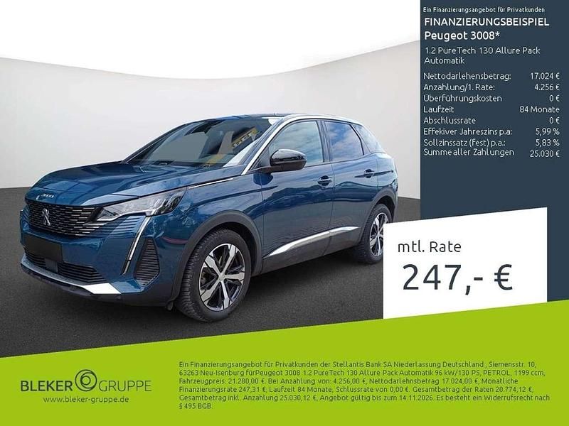 Blau Gebraucht 2023 Peugeot 3008 Allure SUV | 21.280 € (Superpreis) - Bild 1/3