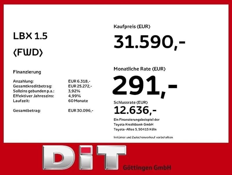 Neu Lexus LBX 136 PS (100 kW) 2026 Black mica / ink SUV