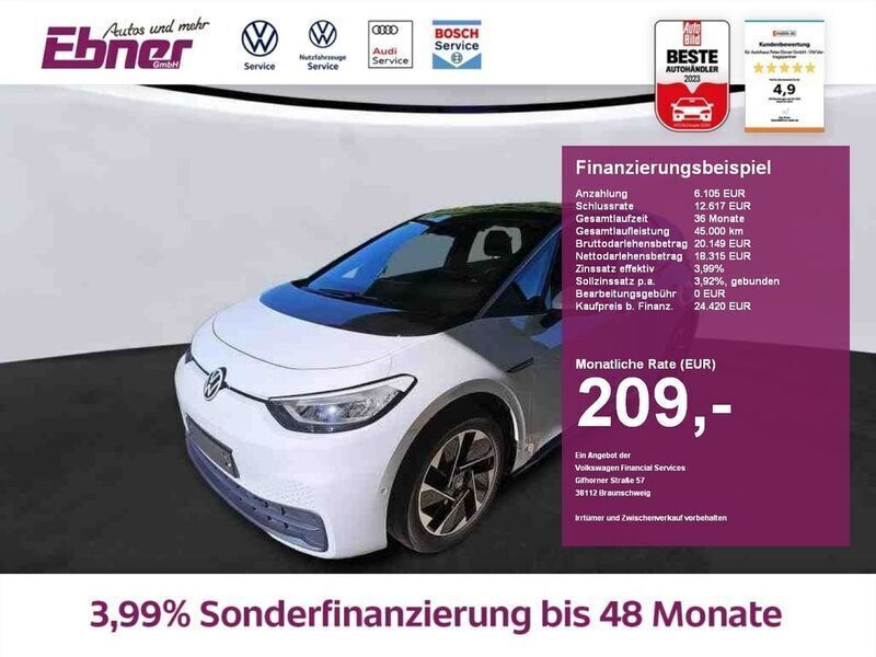 Gletscherweiß metallic schwarz Gebraucht 2022 VW ID.3 Style Kleinwagen | 24.420 € (Guter Preis) - Bild 1/4