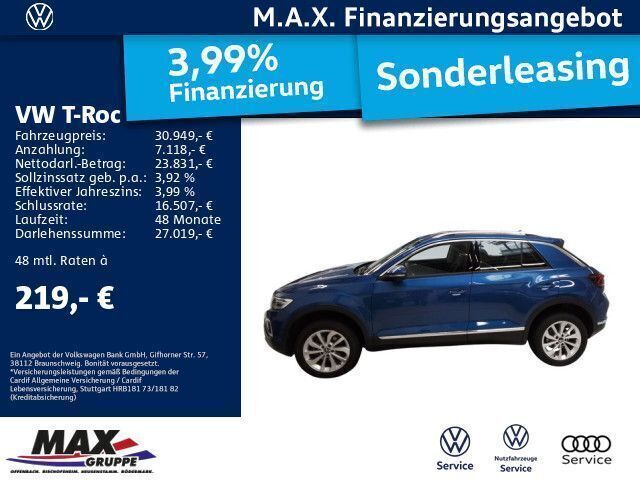 Ravennablau metallic Gebraucht 2024 VW T-Roc Style SUV | 30.949 € (Fairer Preis) - Bild 1/3