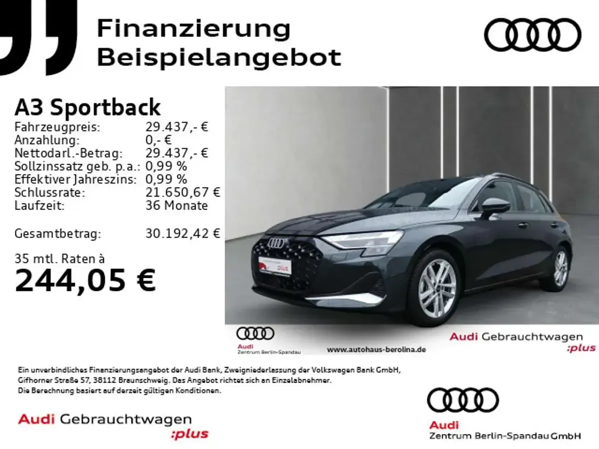 Gebraucht Audi A3 Advanced Plus 150 PS (110 kW) 2025 Grau Limousine