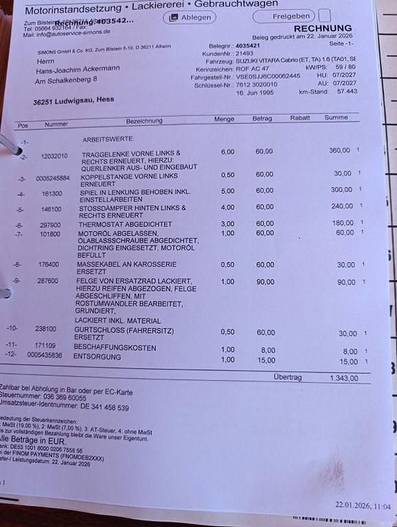 Gebraucht Suzuki Vitara 97 PS (71 kW) 1995 Schwarz Cabrio