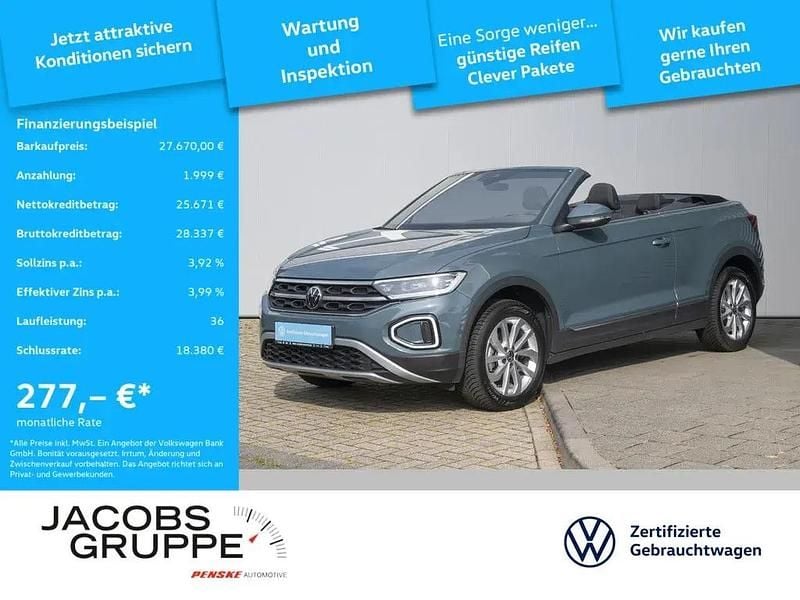 Blau Gebraucht 2024 VW T-Roc Cabriolet Style Cabrio | 27.669 € (Guter Preis) - Bild 1/3