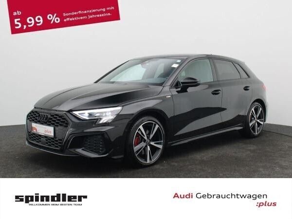 Schwarz (mythosschwarz metallic) Gebraucht 2024 Audi A3 Sportback S-Line Limousine | 37.381 € (Guter Preis) - Bild 1/4