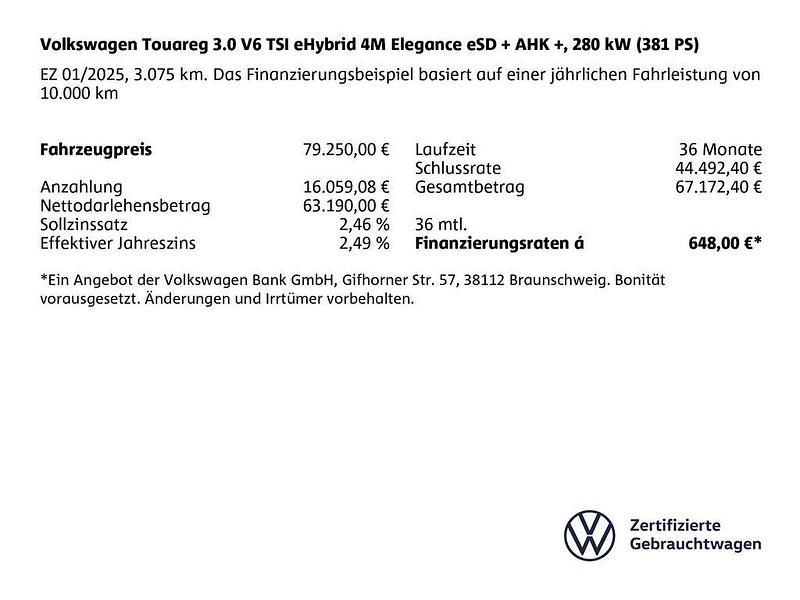 Gebraucht VW Touareg Elegance 381 PS (280 kW) 2025 Schwarz SUV