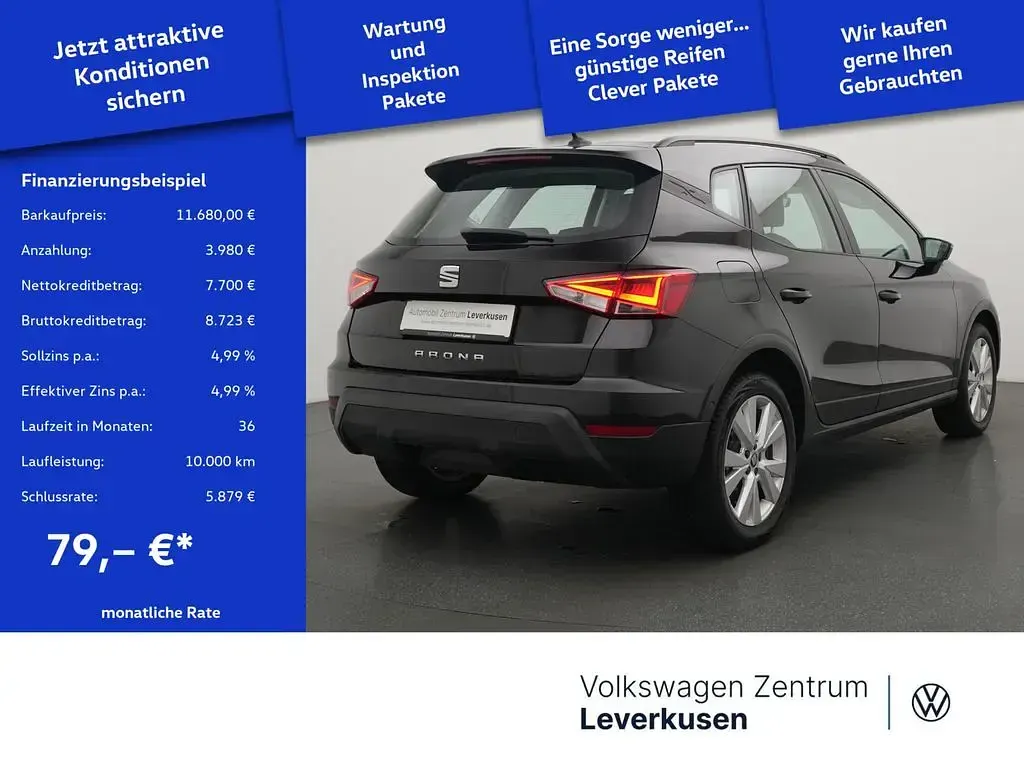 Gebraucht Seat Arona Style 116 PS (85 kW) 2018 Schwarz / midnightblack (metallic) SUV