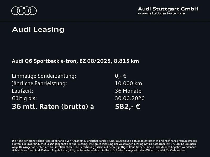 Gebraucht Audi Q6 Sportback e-tron Ambiente 185 kW (252 PS) 2025 Magnetgrau SUV