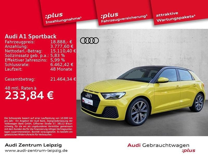Pythongelb metallic mythosschwarz metallic Gebraucht 2021 Audi A1 Sportback Design Kleinwagen | 18.888 € (Guter Preis) - Bild 1/3