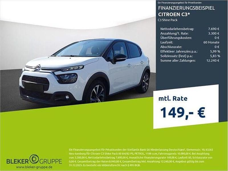 Lack weiss banquise/deckende lackierung Gebraucht 2022 Citroën C3 Shine Kleinwagen | 10.990 € (Guter Preis) - Bild 1/3