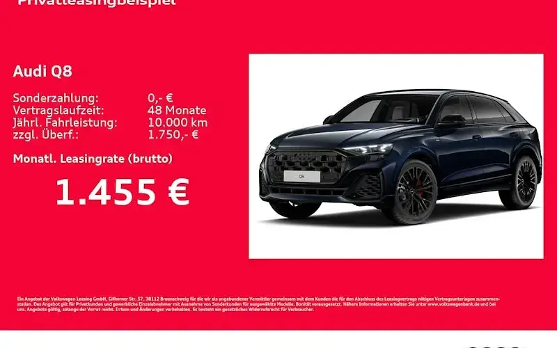 Neu Audi Q8 Ambiente 490 PS (360 kW) 2026 Blau SUV