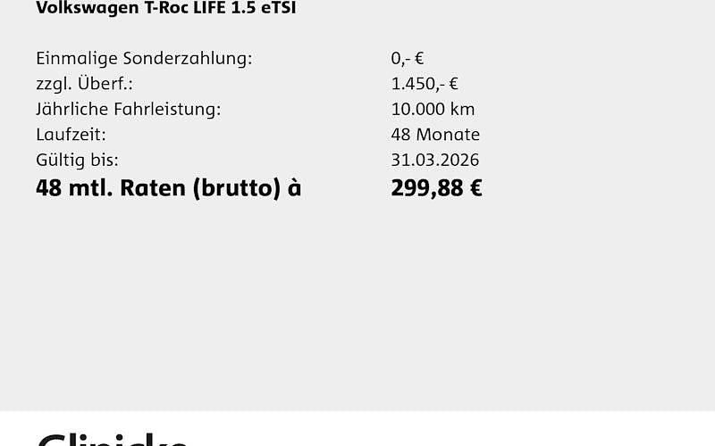 Neu VW T-Roc Life 116 PS (85 kW) 2026 Gelb SUV