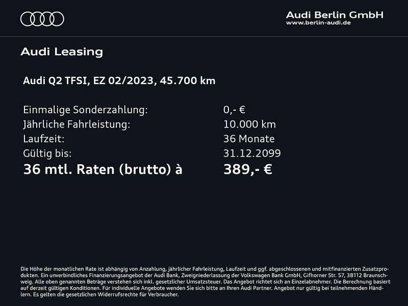 Gebraucht Audi Q2 Comfort 150 PS (110 kW) 2023 Mythosschwarz metallic SUV