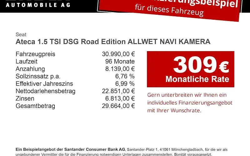Używany Seat Ateca 150 KM (110 kW) 2026 Czarny SUV