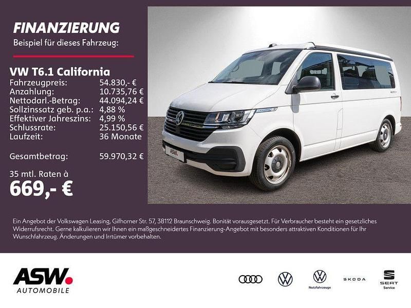 Candyweiß Gebraucht 2022 VW T6.1 California Van | 54.830 € (Teuer) - Bild 1/4