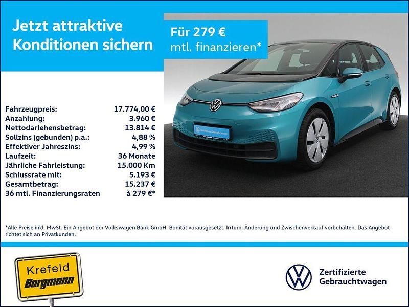 Makenatürkis metallic (metallic) Gebraucht 2021 VW ID.3 Pro Kleinwagen | 17.994 € (Superpreis) - Bild 1/4