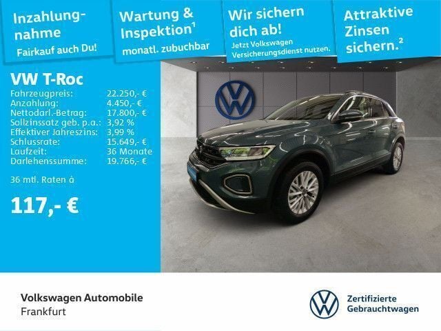 Blau Gebraucht 2024 VW T-Roc Life SUV | 22.410 € (Superpreis) - Bild 1/4