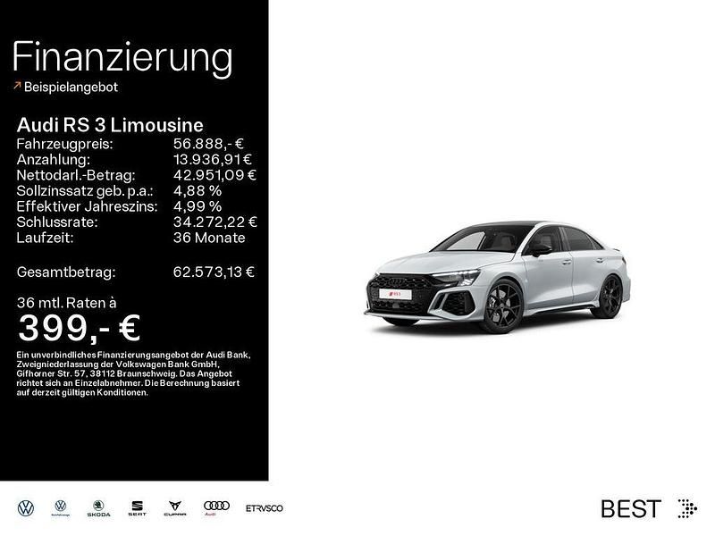 2y gletscherweiß metallic (metallic) Gebraucht 2024 Audi RS3 Sport Limousine | 56.888 € (Fairer Preis) - Bild 1/4