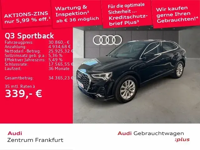 Gebraucht Audi Q3 Sportback Performance 150 PS (110 kW) 2023 Mythosschwarz metallic SUV