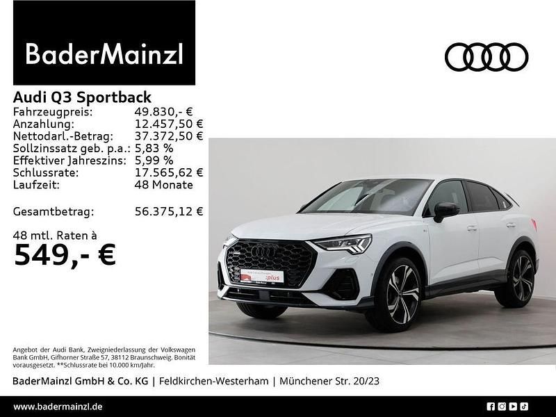 Gletscherweiß metallic (metallic) Gebraucht 2024 Audi Q3 Sportback S-Line SUV | 49.830 € (Teuer) - Bild 1/4