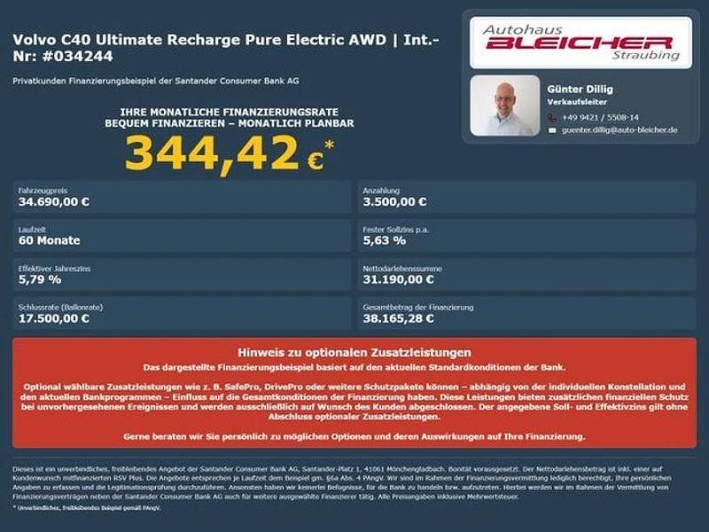 Gebraucht Volvo C40 Ultimate 300 kW (408 PS) 2022 Onyx black SUV