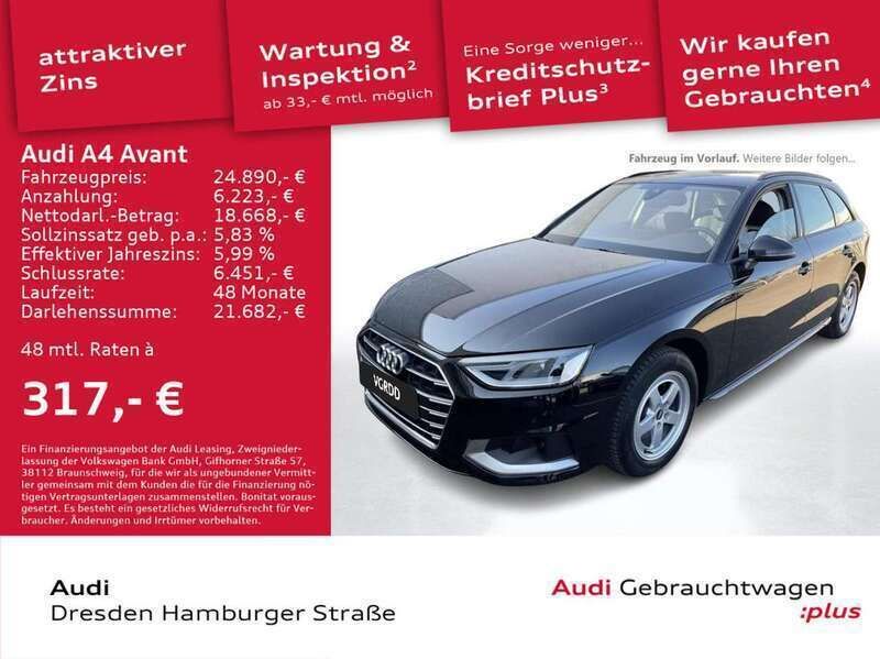 Brillantschwarz Gebraucht 2021 Audi A4 Ambiente Kombi | 24.890 € (Guter Preis) - Bild 1/3