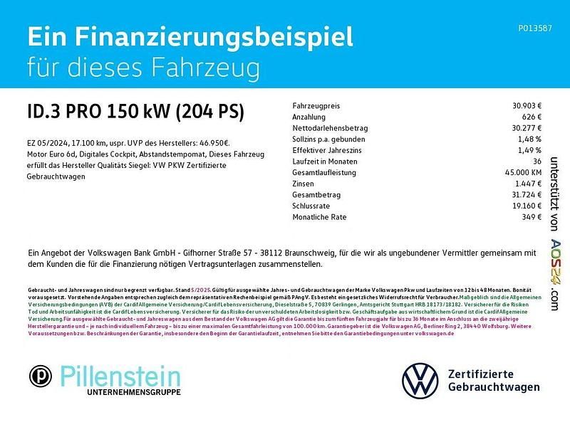Gebraucht VW ID.3 Comfortline 150 kW (204 PS) 2024 Schwarz Kleinwagen