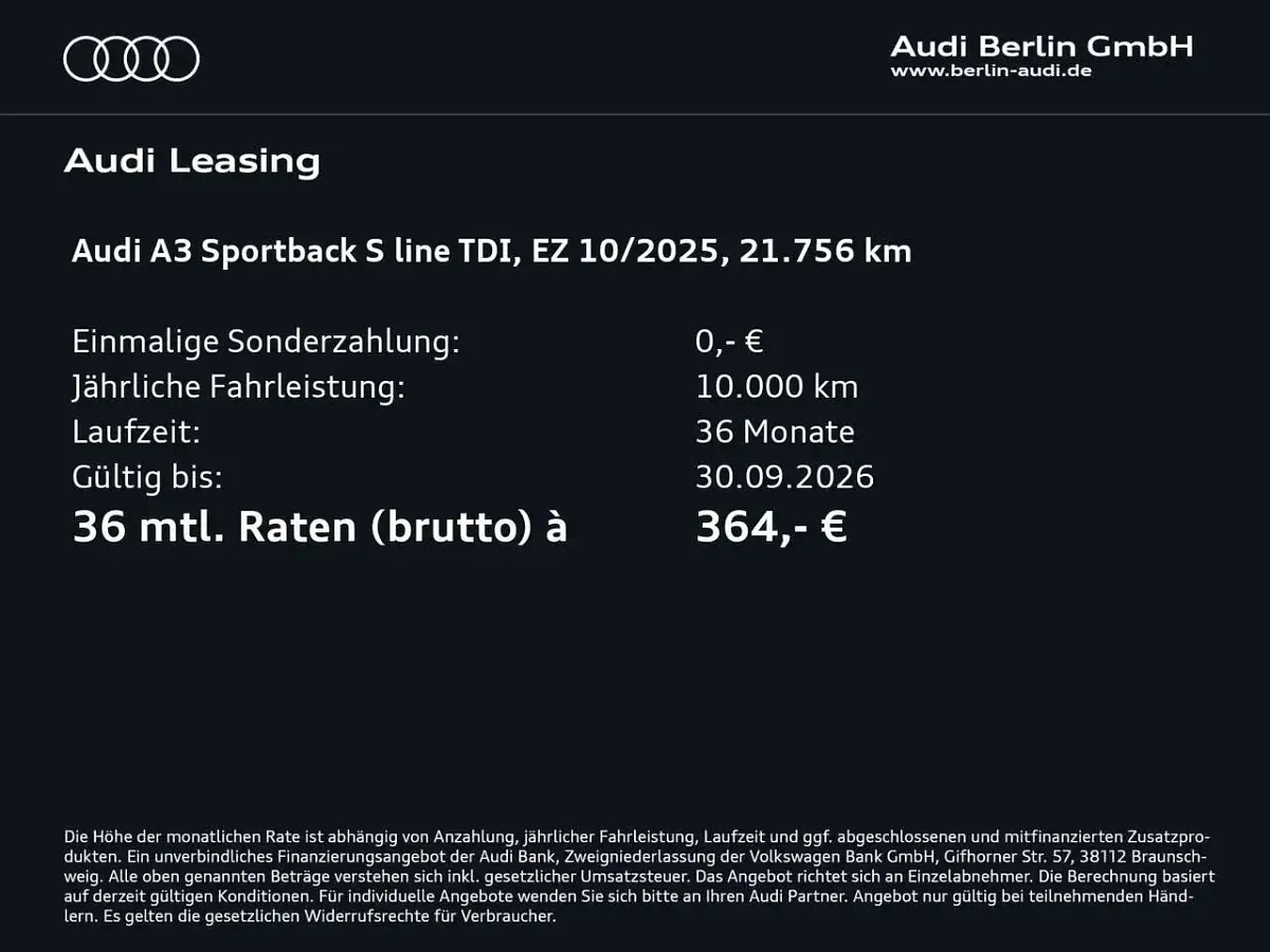 Gebraucht Audi A3 Comfort 150 PS (110 kW) 2025 Daytonagrau perleffekt Limousine