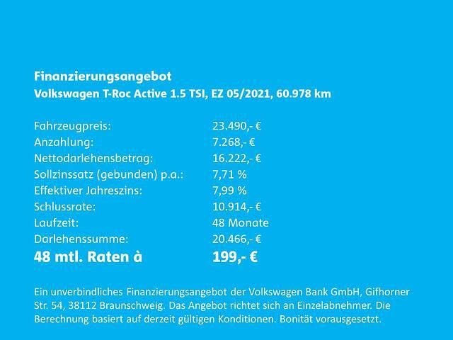 Gebraucht VW T-Roc Active 150 PS (110 kW) 2021 Indiumgrau metallic SUV