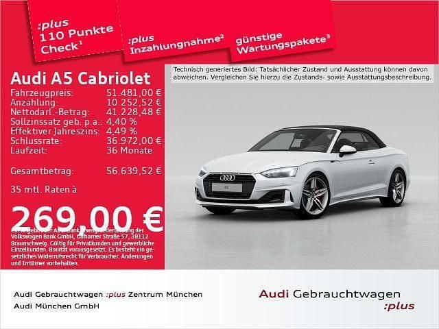 Gletscherweiß metallic verdeck Gebraucht 2024 Audi A5 Cabriolet Advanced Cabrio | 51.481 € (Superpreis) - Bild 1/2