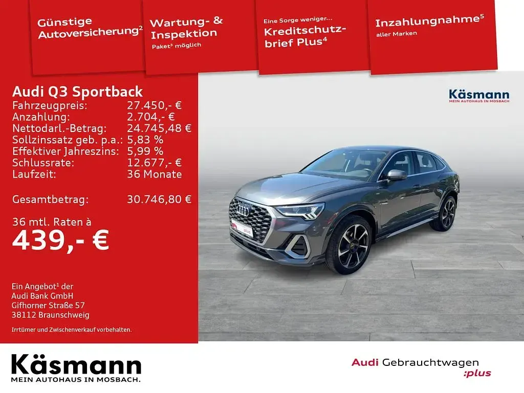 Gebraucht Audi Q3 Sportback S-Line 150 PS (110 kW) 2022 Grau SUV