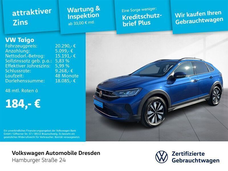 Reef blue metallic Gebraucht 2024 VW Taigo Life SUV | 22.480 € (Guter Preis) - Bild 1/3