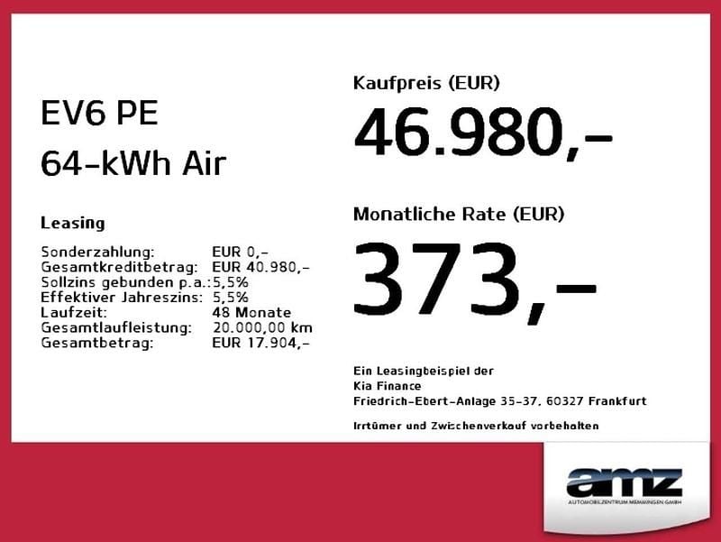 Neu Kia EV6 Air 167 kW (228 PS) 2025 Runway rot metallic // rot SUV