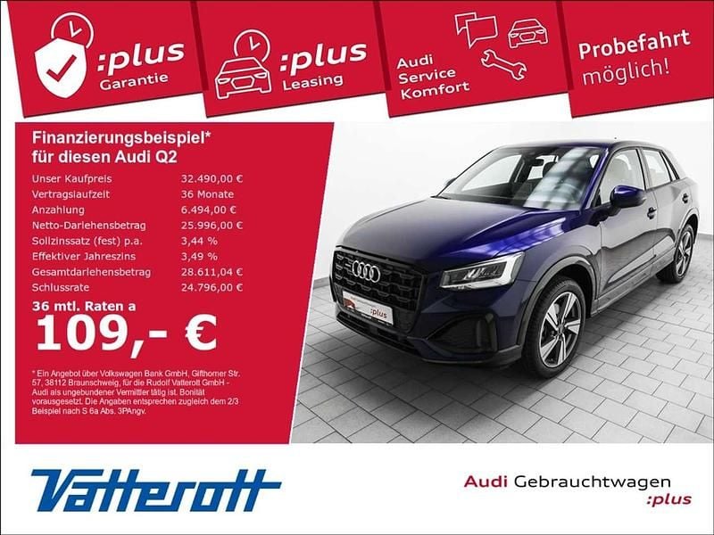 Navarrablau metallic (metallic) Gebraucht 2024 Audi Q2 Advanced SUV | 32.490 € (Fairer Preis) - Bild 1/4
