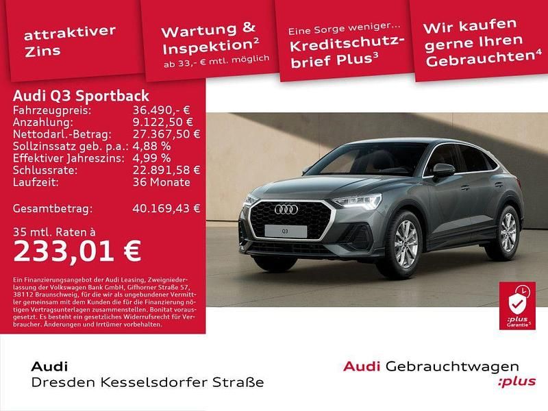 Chronosgrau metallic Gebraucht 2024 Audi Q3 Sportback Basis SUV | 36.490 € (Fairer Preis) - Bild 1/4