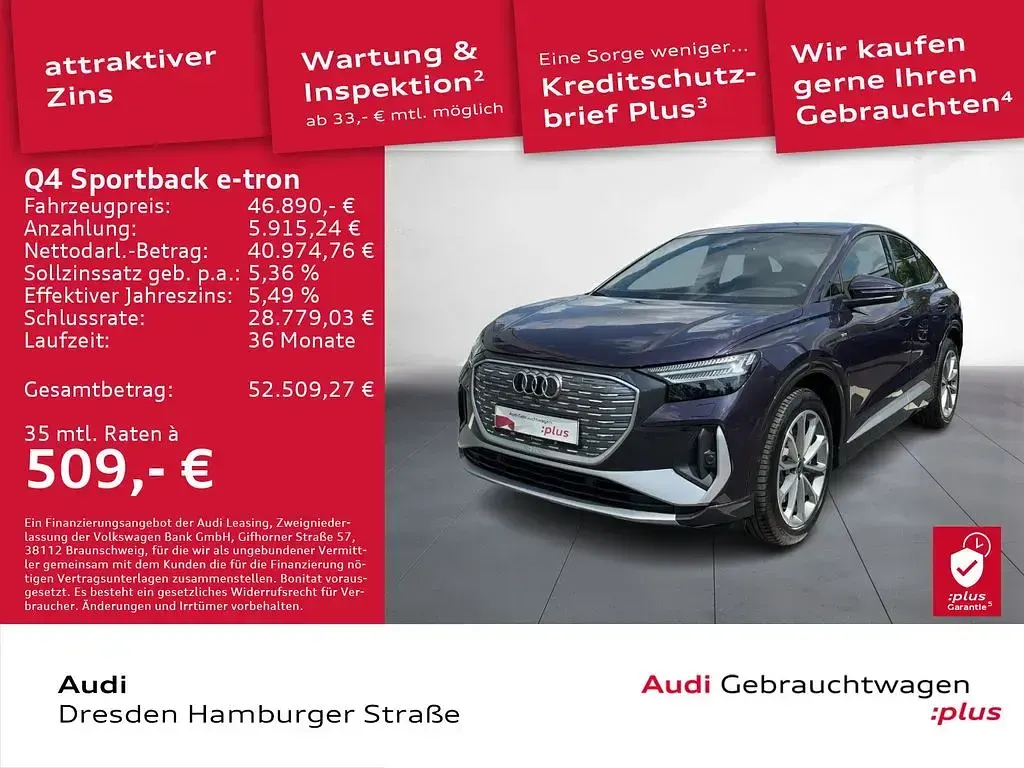 Gebraucht Audi Q4 Sportback e-tron Ambiente 210 kW (286 PS) 2024 Auroraviolett metallic SUV