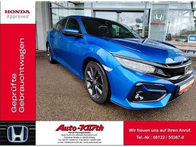 Brilliant sporty blue met. Gebraucht 2021 Honda Civic Elegance Limousine | 17.990 € (Fairer Preis) - Bild 1/3