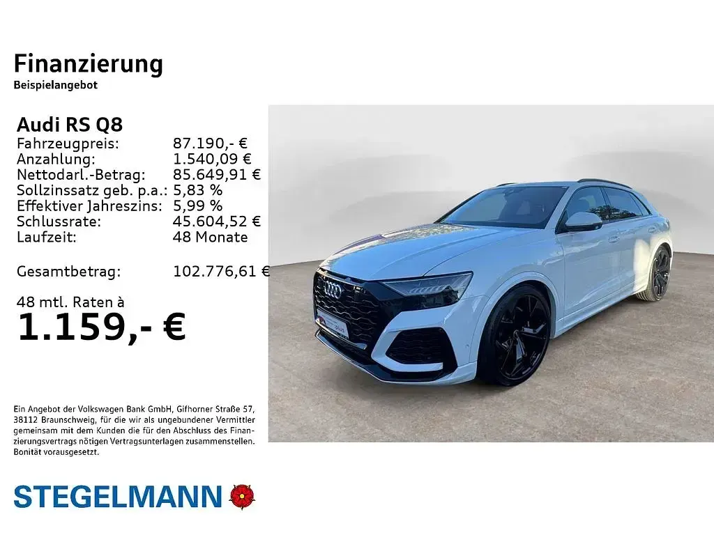 Gebraucht Audi RS Q8 Ambiente 600 PS (441 kW) 2022 Gletscherweiß metallic SUV