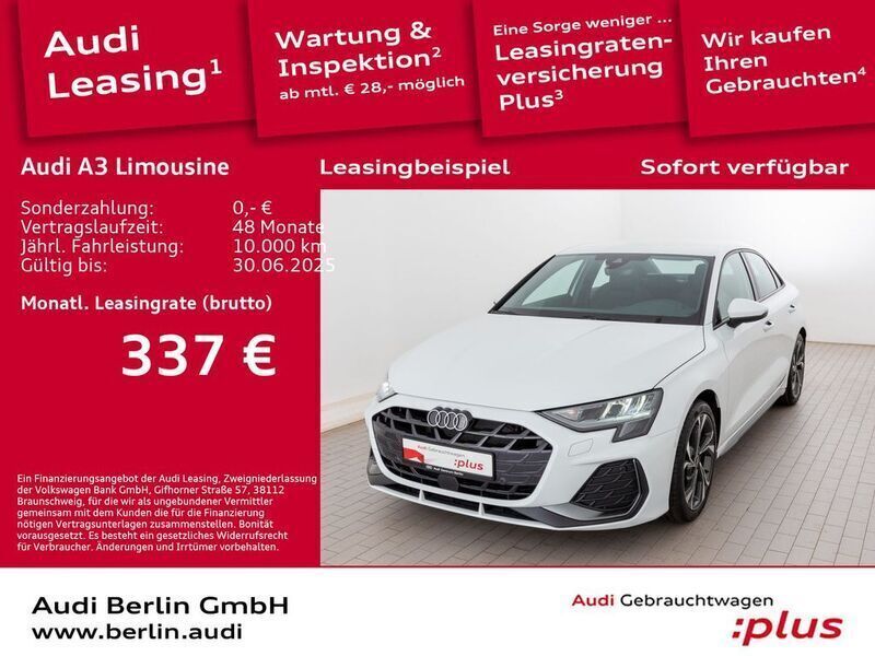 Gletscherweiß metallic Gebraucht 2024 Audi A3 S-Line Limousine | 32.900 € (Fairer Preis) - Bild 1/3