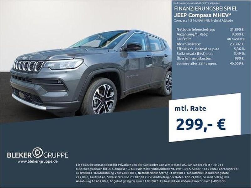 Grau Gebraucht 2025 Jeep Compass Altitude SUV | 39.480 € (Teuer) - Bild 1/3
