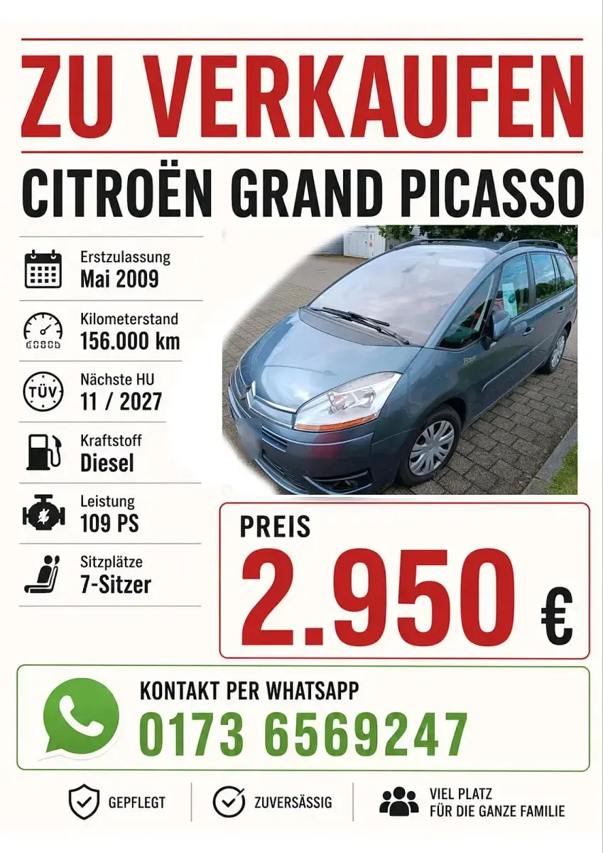 Gebraucht Citroën C4 Picasso 109 PS (80 kW) 2009 Grau Van / Kleinbus