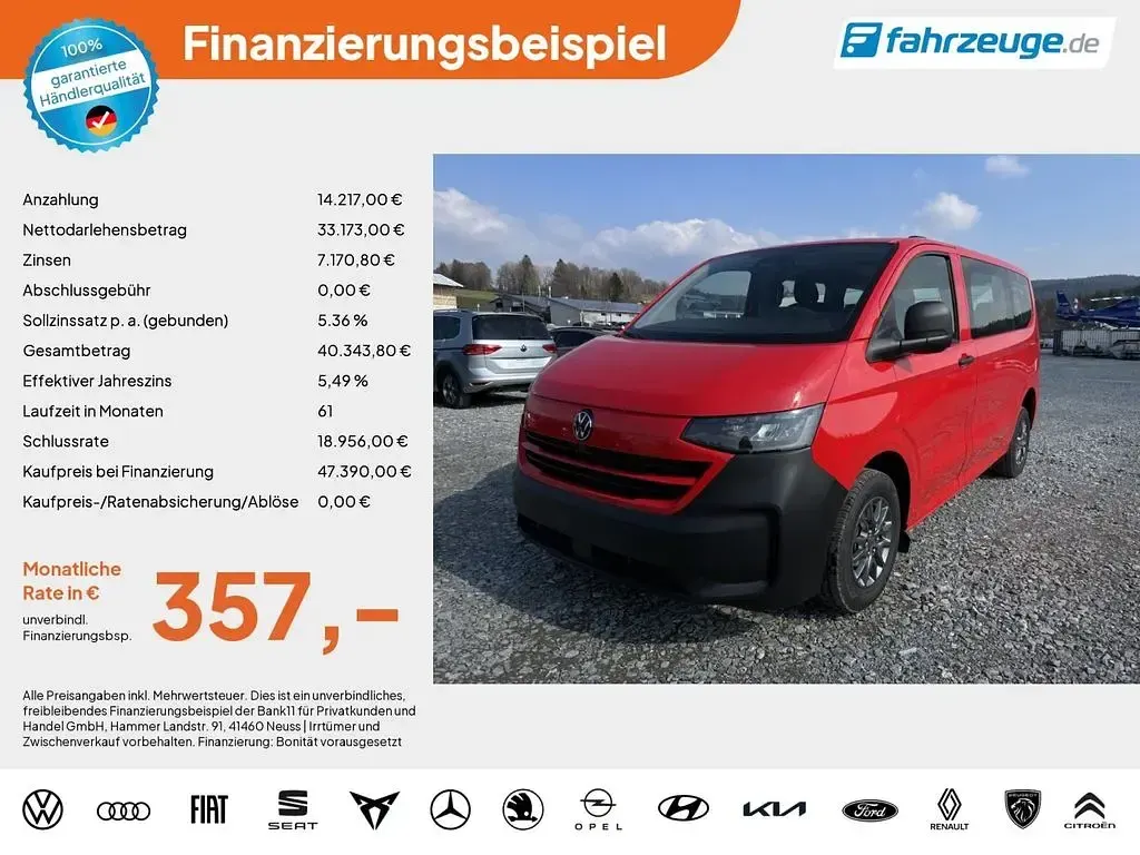 Nowe VW Caravelle 150 KM (110 kW) 2026 Czerwony Van