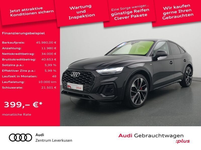 Mythosschwarz metallic Gebraucht 2021 Audi Q5 Sportback S-Line SUV | 45.980 € (Teuer) - Bild 1/4
