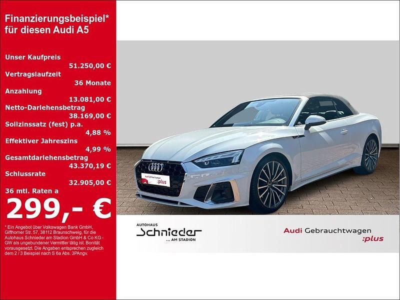 Weiss Gebraucht 2023 Audi A5 Cabriolet S-Line Cabrio | 51.250 € - Bild 1/4
