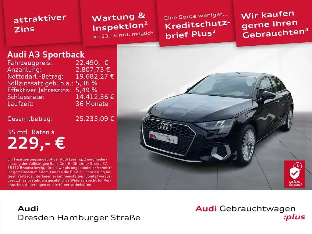 Gebraucht Audi A3 Advanced Plus 110 PS (80 kW) 2023 Brillantschwarz Limousine